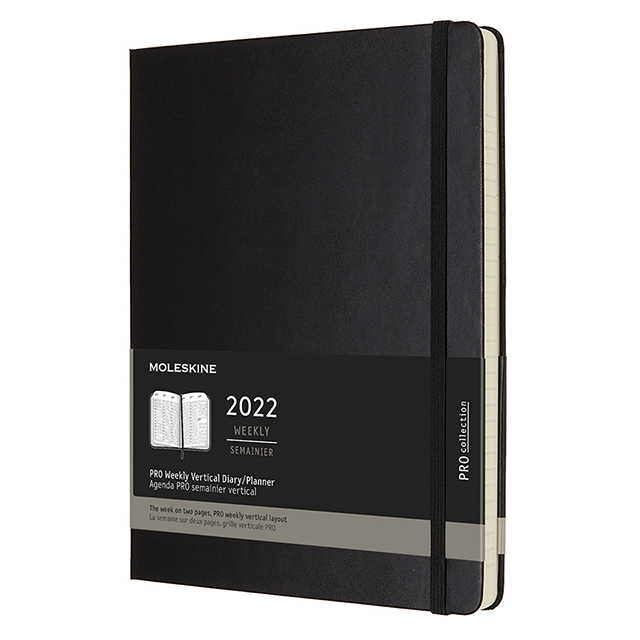 【ポイント15倍】モレスキン手帳 2022年版 プロウィークリーバーチカルダイアリー  ハードカバー ブラック Xラージサイズ DHB12PRO4Y22