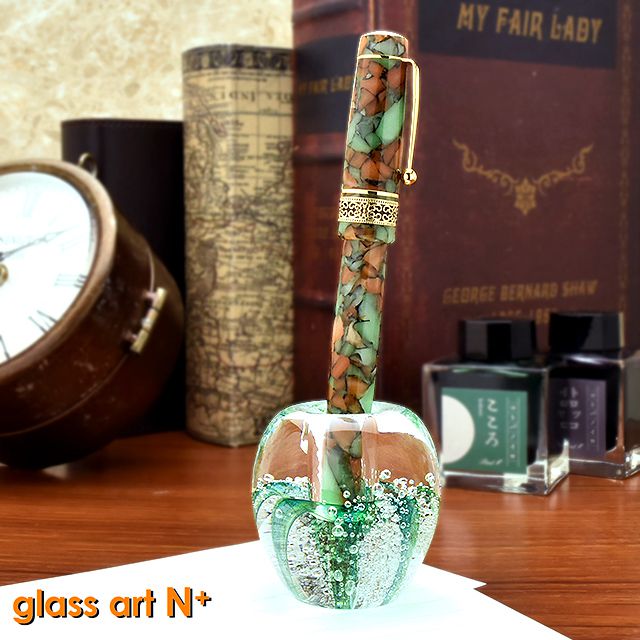 glass art N＋（グラスアートエヌプラス） ペンスタンド/ペーパーウェイト ガラスのペン立て グリーン