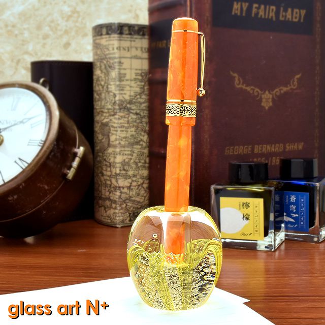 glass art N＋（グラスアートエヌプラス） ペンスタンド/ペーパーウェイト ガラスのペン立て イエロー