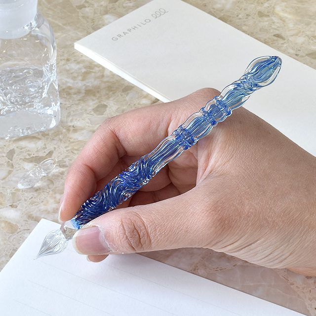 paraglass パラグラス ガラスペン Royal glass pen シルバーブルー