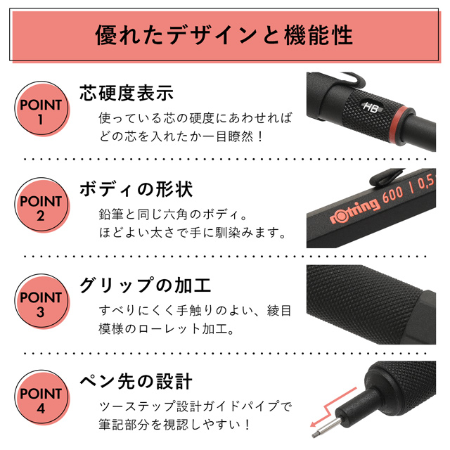 ROTRING ロットリング500 製図用シャープペンシル ブラック 0.3(0.35