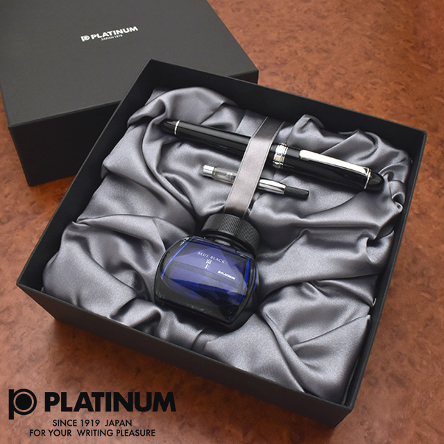 PLATINUM（プラチナ万年筆） 限定品 万年筆 ＃3776 センチュリー ロジウム ブラックダイヤモンド ボトルインク・コンバーター付きギフトボックス