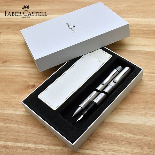 FABER-CASTELL（ファーバーカステル） 限定品 万年筆／ボールペン 新学期セット2022 ヘキサ シルバーマット 150591 140594