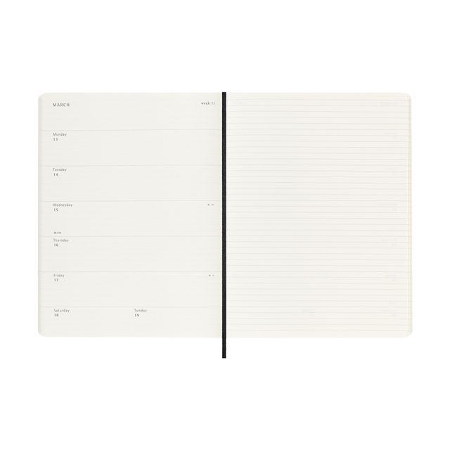 モレスキン手帳 MOLESKINE 2023年1月はじまり ホリゾンタルウィークリーダイアリー ハードカバー Xラージサイズ ブラック |  世界の筆記具ペンハウス