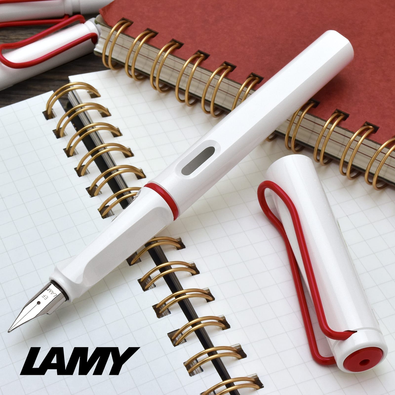 LAMY（ラミー）限定品 万年筆 サファリ ホワイトレッドクリップ L19WTR2-EF