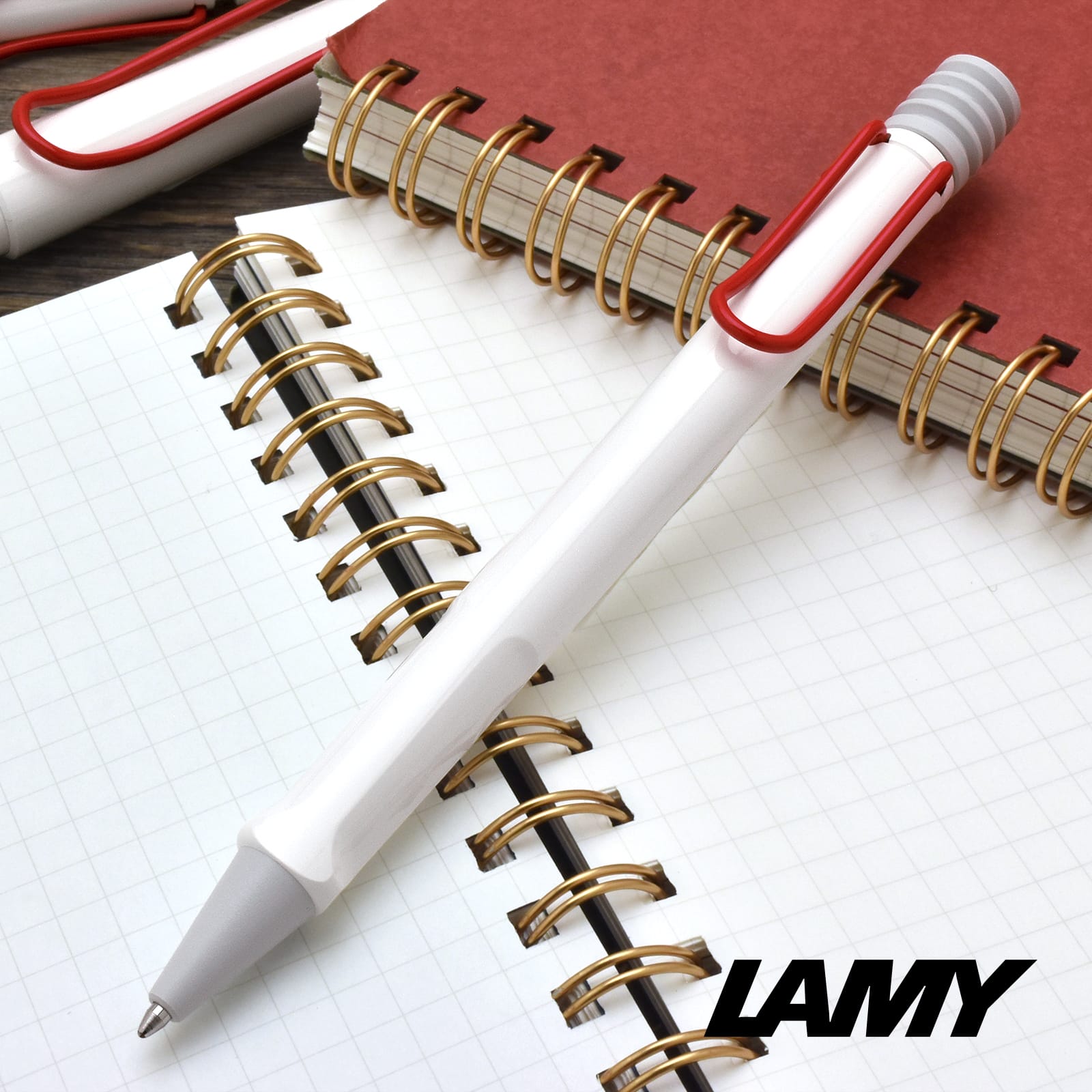 LAMY（ラミー）限定品 ボールペン サファリ ホワイトレッドクリップ L219WTR