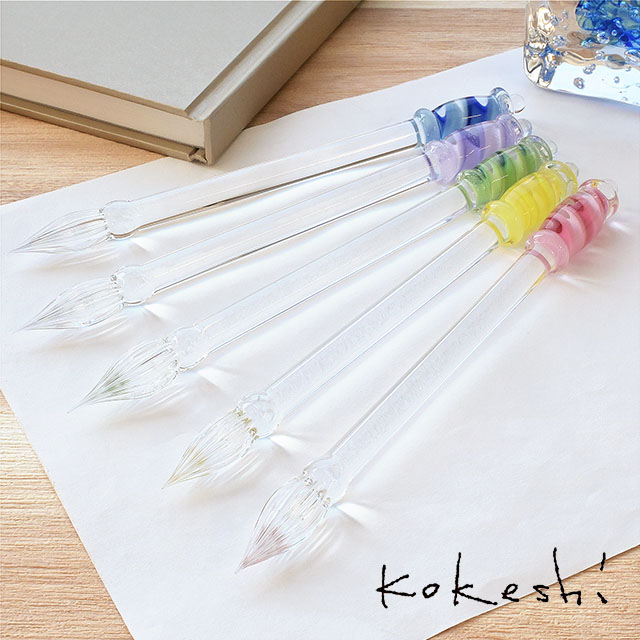Kokeshi（コケシ）ガラスペン リボンケーン Drops スカイブルー | 世界 