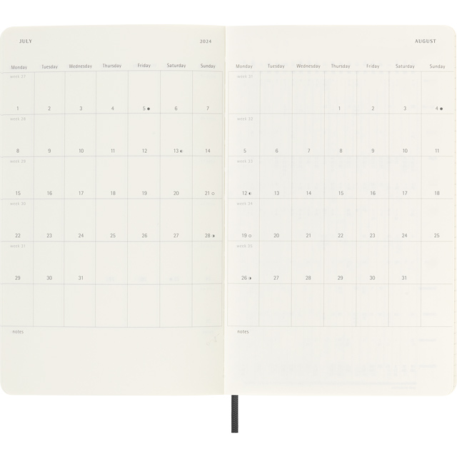MOLESKINE（モレスキン）2024年1月はじまり ホリゾンタルウィークリーダイアリー ソフトカバー ラージサイズ ブラック DSB12WH3Y24
