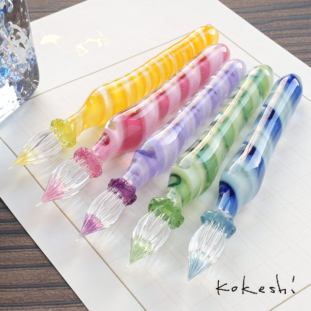 Kokeshi（コケシ）ガラスペン リボンケーン Lollipop Short