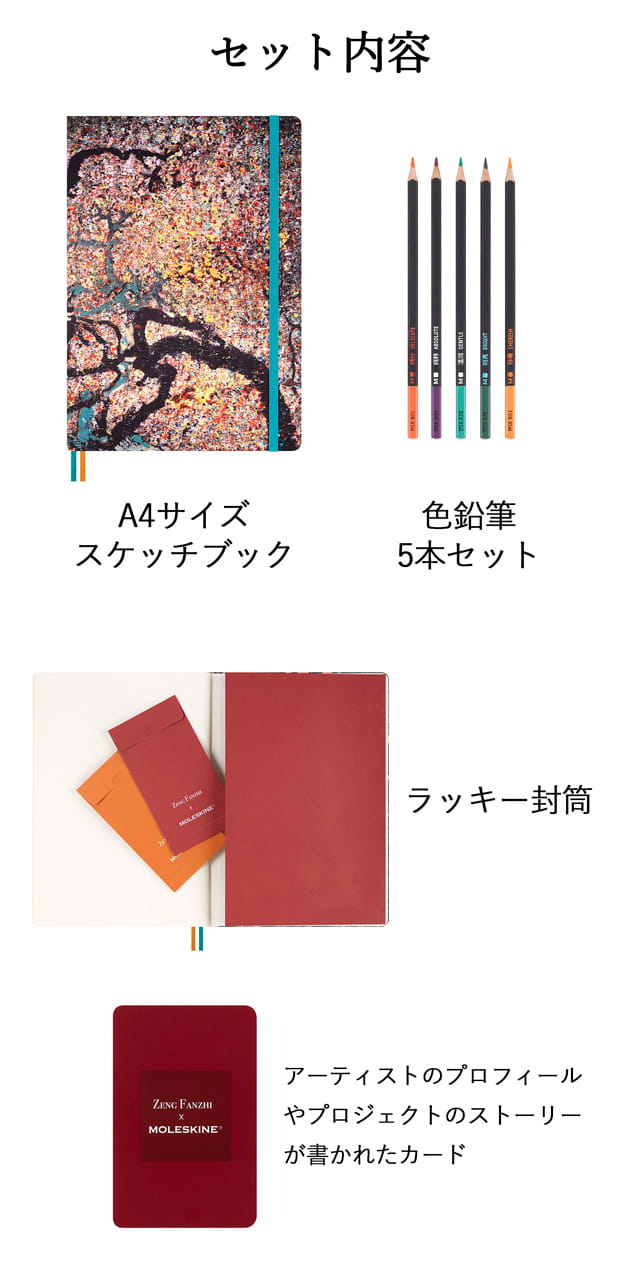 MOLESKINE（モレスキン）限定品 ノート YEAR OF THE DRAGON 曾梵志 ラージサイズ 横罫 LECNYDRAGQP060ZFNB