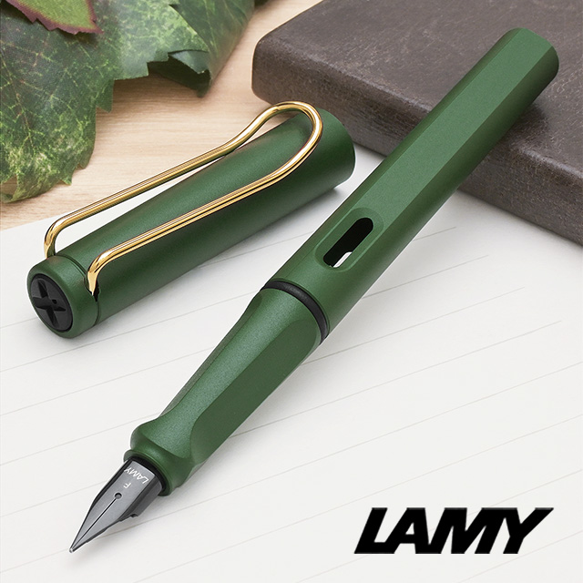 440本限定】LAMY サファリフィールドグリーンゴールドクリップ 14金
