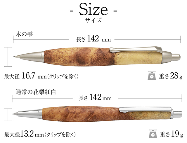 Pent〈ペント〉 by 竹内靖貴 ペンシル 木の雫 花梨紅白 0.5mm | ペンハウス