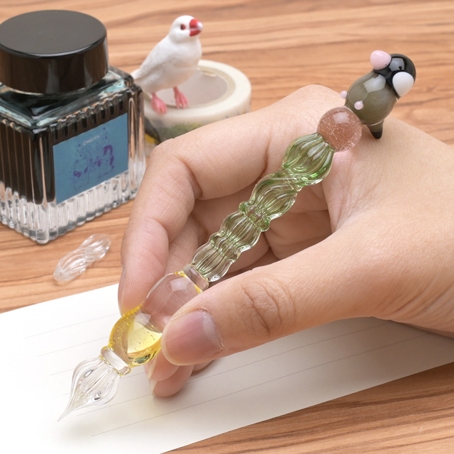 paraglass パラグラス ガラスペン animal glass pen 桜文鳥 | ペンハウス