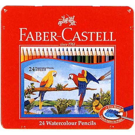 FABER-CASTELL（ファーバーカステル） 水彩色鉛筆 TFC-WCP/24C 24色（赤色缶入）