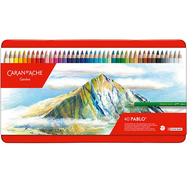 CARAN D'ACHE（カランダッシュ） 色鉛筆 パブロ油性色鉛筆 0666-340 40色（缶入）