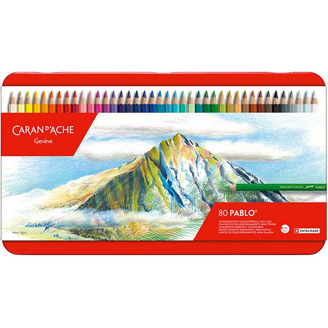 CARAN D'ACHE（カランダッシュ） 色鉛筆 パブロ油性色鉛筆 0666-380 80色（缶入）