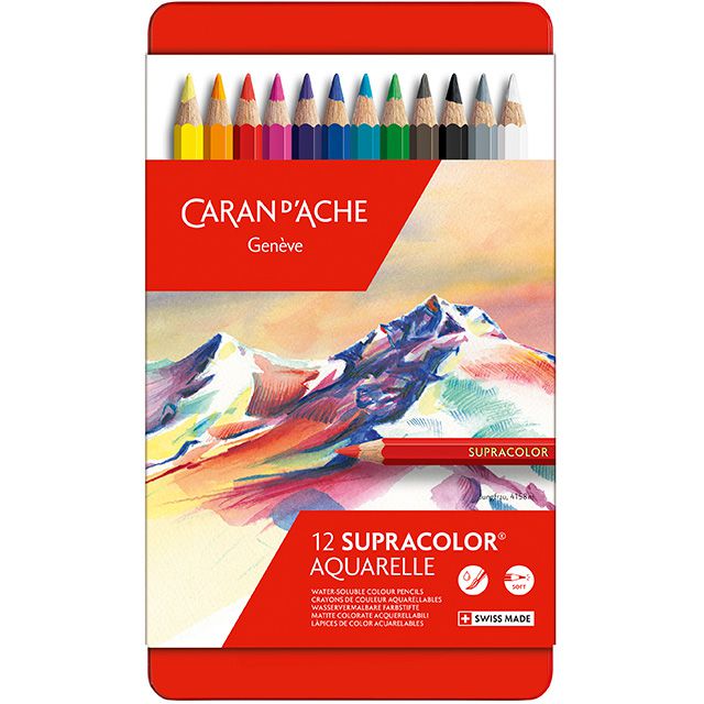 カランダッシュ 色鉛筆 スプラカラーソフト水溶性色鉛筆 3888-312 12色（缶入）
