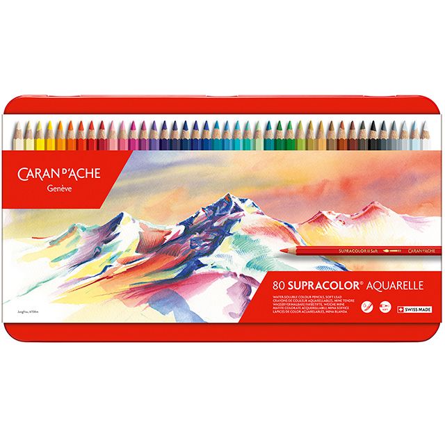 カランダッシュ 色鉛筆 スプラカラーソフト水溶性色鉛筆 3888-380 80色（缶入）